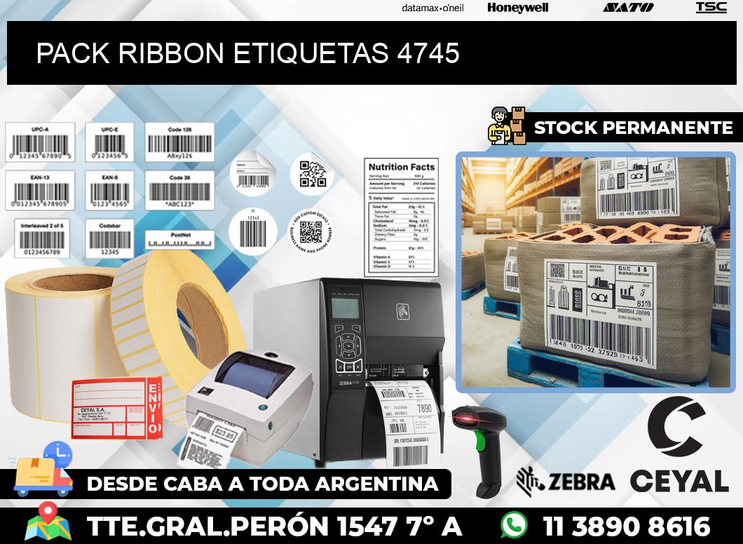 PACK RIBBON ETIQUETAS 4745