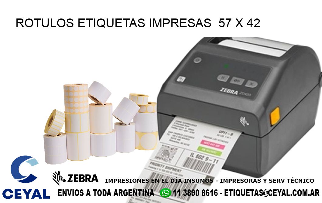 ROTULOS ETIQUETAS IMPRESAS 57 x 42