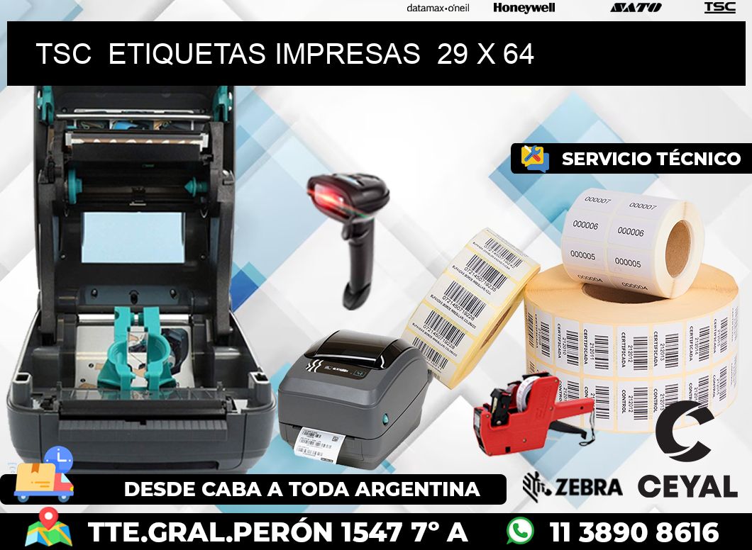 TSC  ETIQUETAS IMPRESAS  29 x 64