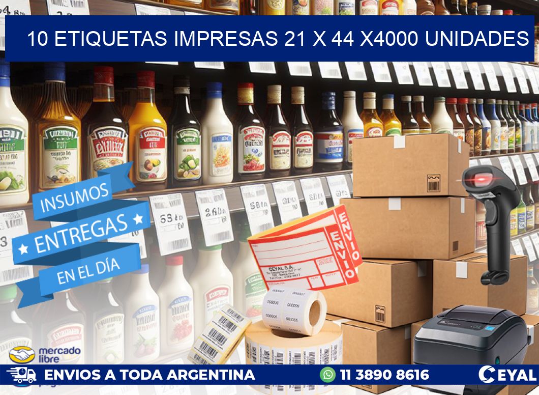 10 ETIQUETAS IMPRESAS 21 x 44 X4000 UNIDADES