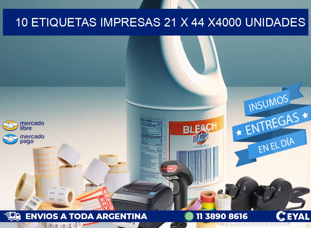 10 ETIQUETAS IMPRESAS 21 x 44 X4000 UNIDADES