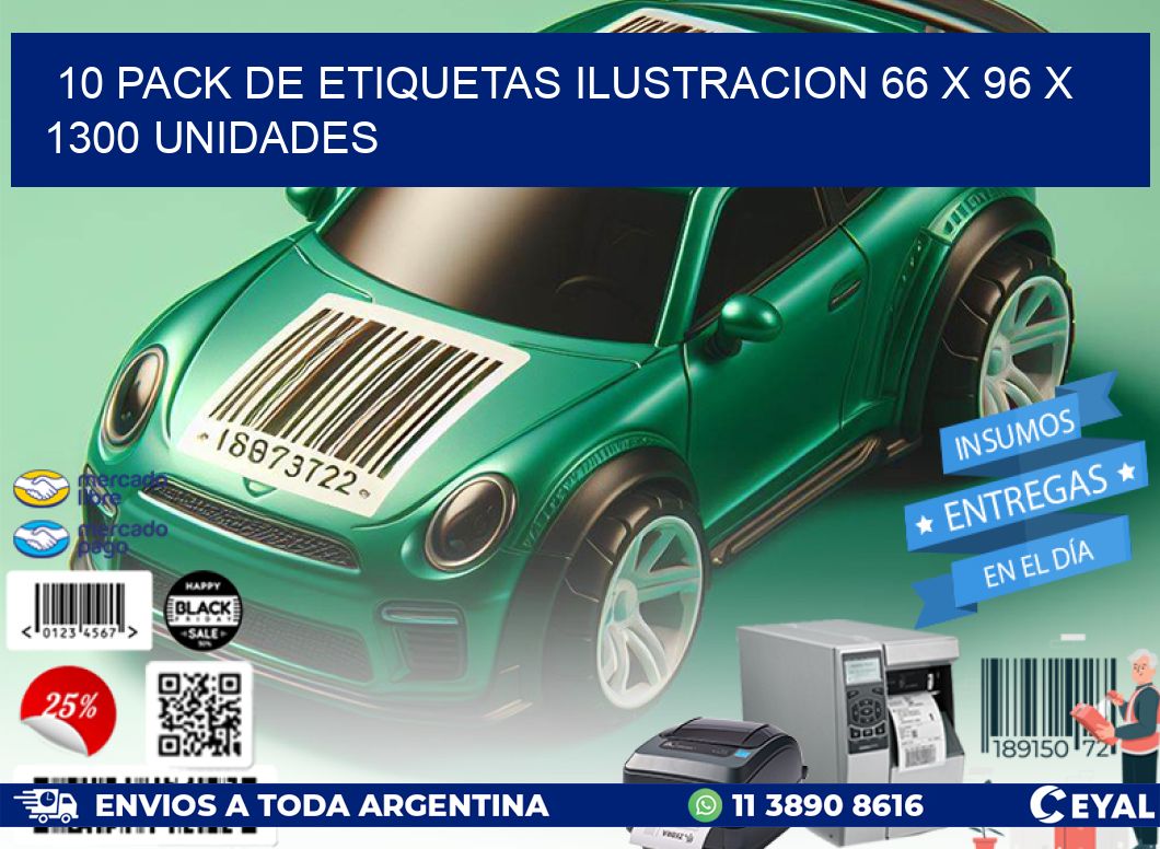 10 PACK DE ETIQUETAS ILUSTRACION 66 x 96 X 1300 UNIDADES