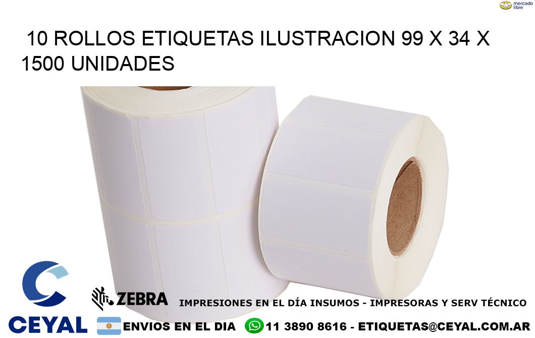 10 ROLLOS ETIQUETAS ILUSTRACION 99 x 34 X 1500 UNIDADES