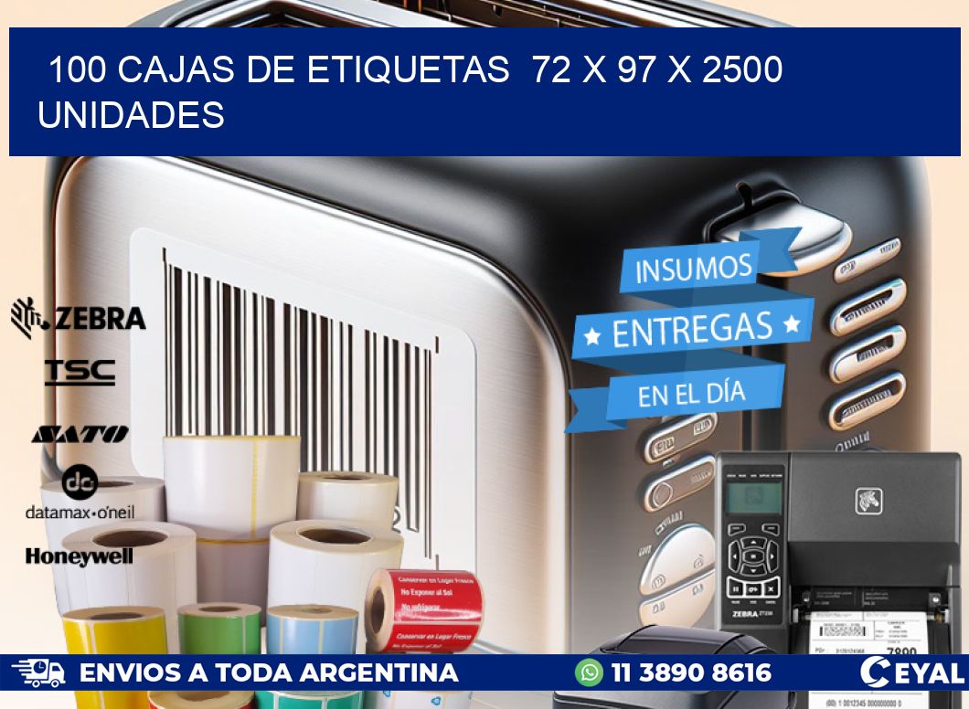 100 CAJAS DE ETIQUETAS  72 x 97 X 2500 UNIDADES