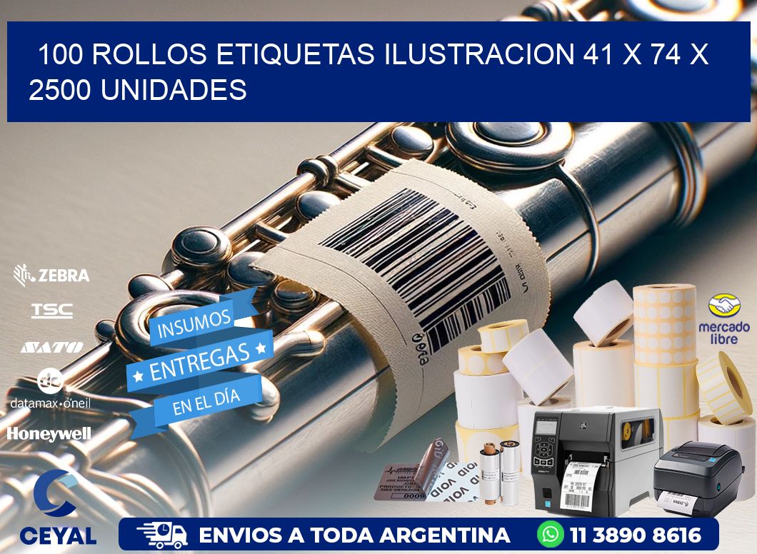 100 ROLLOS ETIQUETAS ILUSTRACION 41 x 74 X 2500 UNIDADES