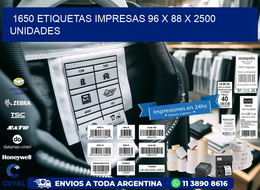 1650 ETIQUETAS IMPRESAS 96 x 88 X 2500 UNIDADES