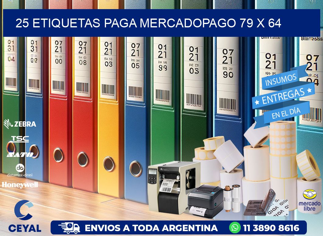 25 ETIQUETAS PAGA MERCADOPAGO 79 x 64