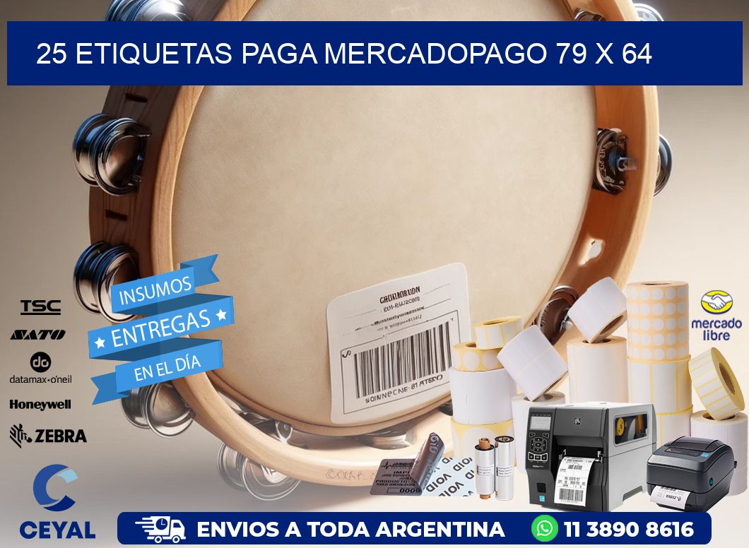 25 ETIQUETAS PAGA MERCADOPAGO 79 x 64