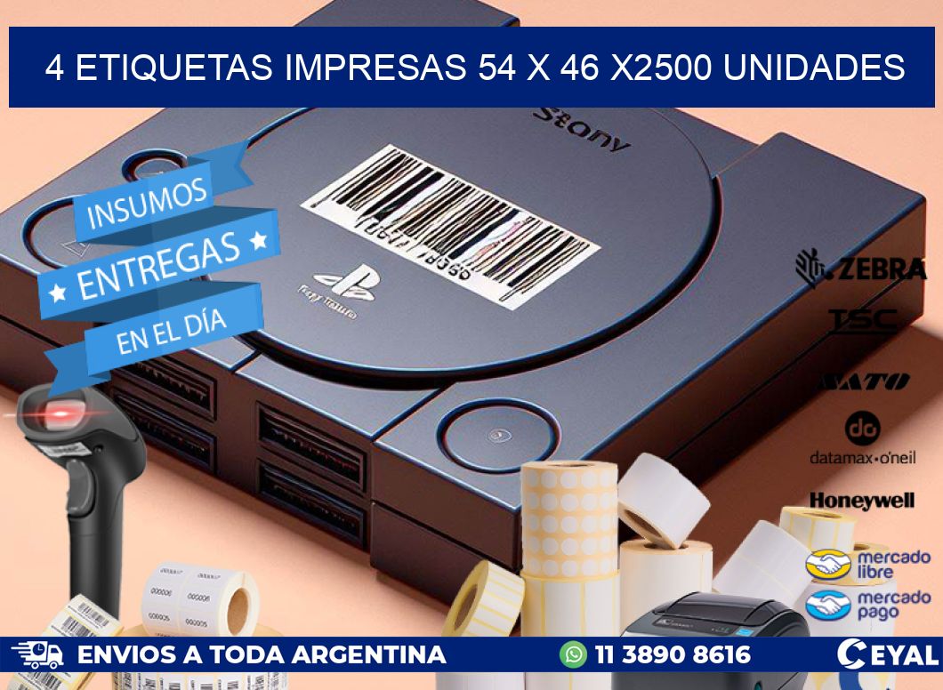 4 ETIQUETAS IMPRESAS 54 x 46 X2500 UNIDADES