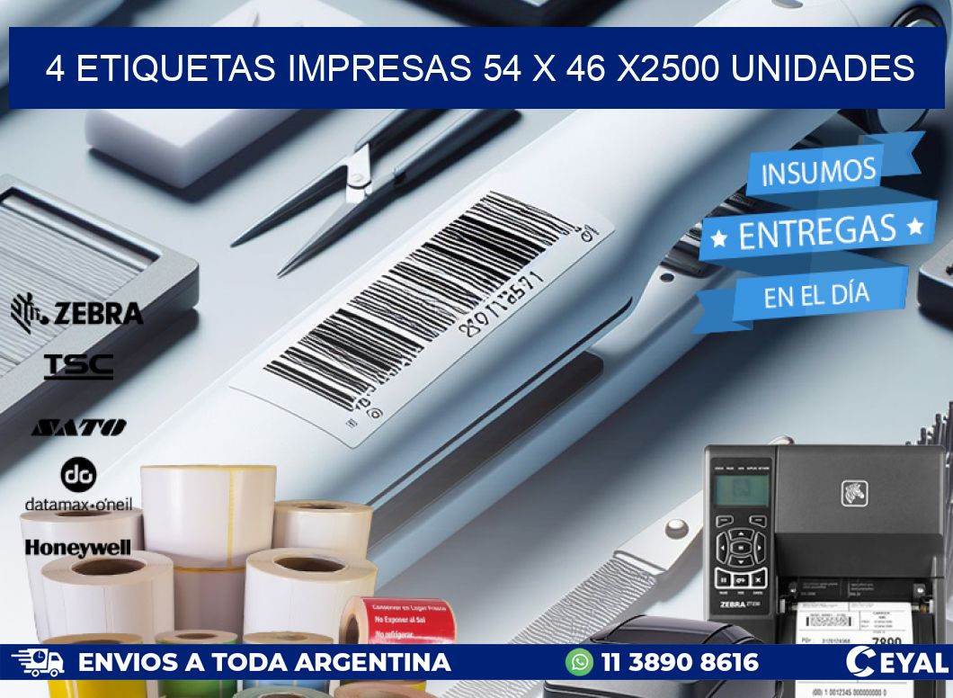 4 ETIQUETAS IMPRESAS 54 x 46 X2500 UNIDADES