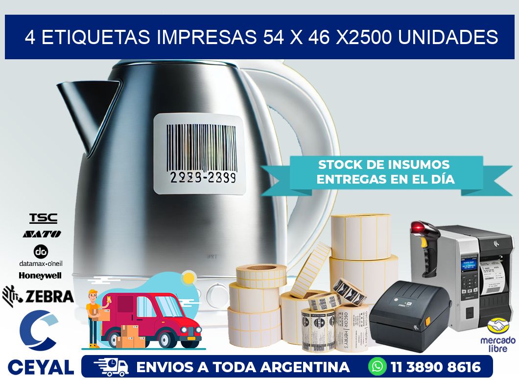 4 ETIQUETAS IMPRESAS 54 x 46 X2500 UNIDADES