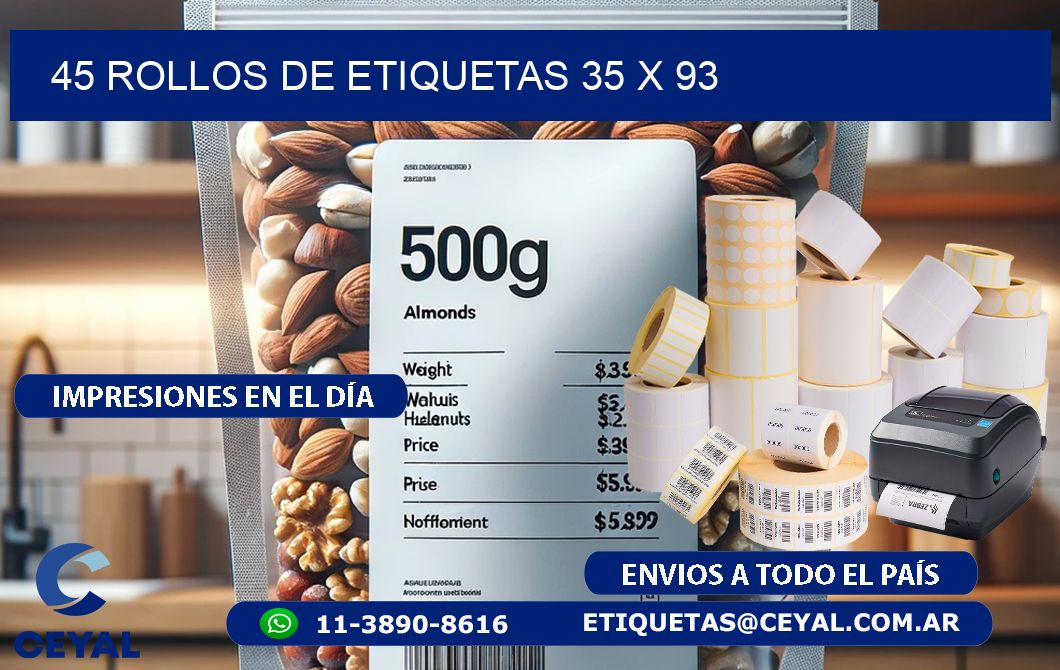 45 ROLLOS DE ETIQUETAS 35 x 93