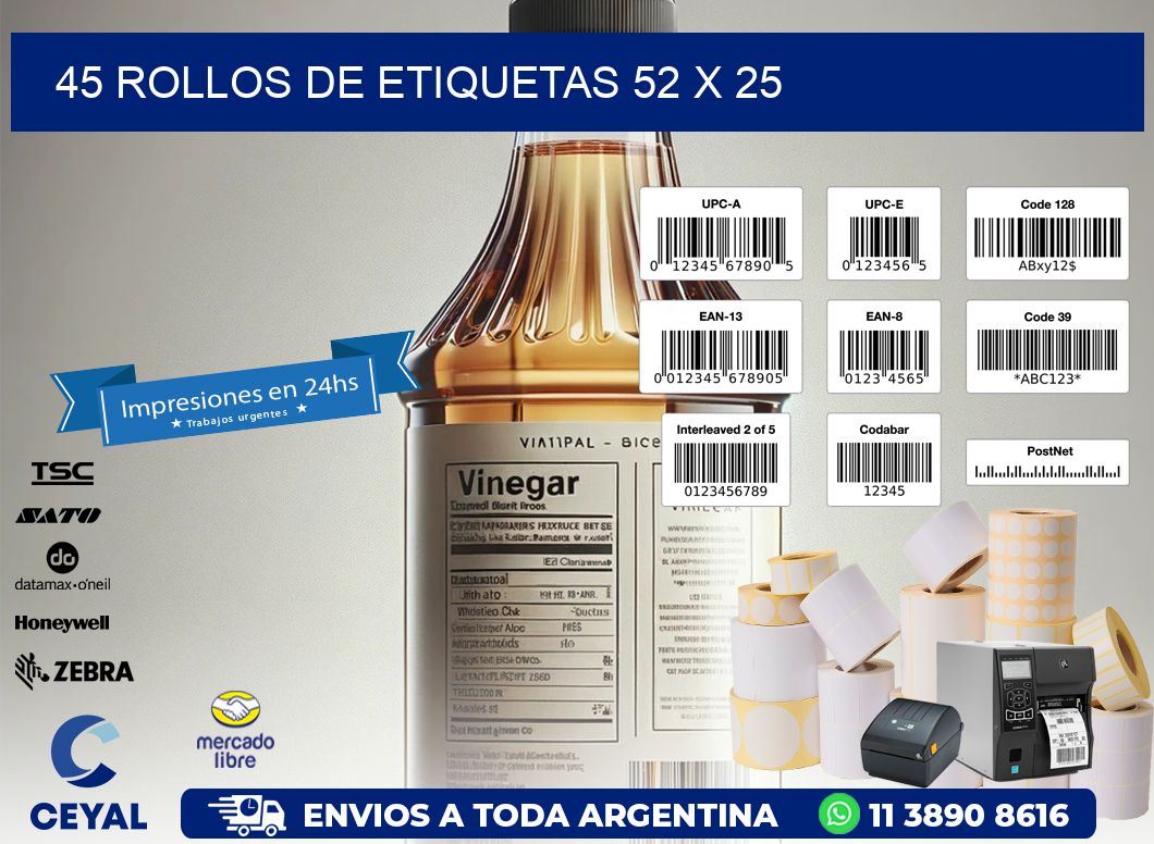 45 ROLLOS DE ETIQUETAS 52 x 25