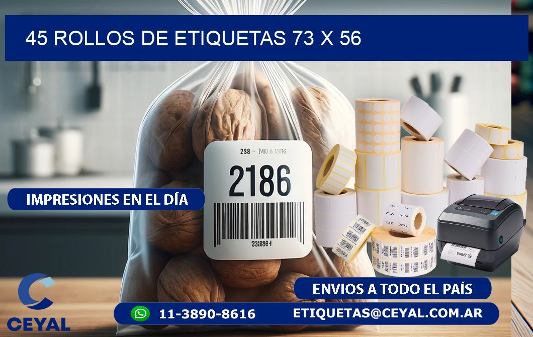 45 ROLLOS DE ETIQUETAS 73 x 56