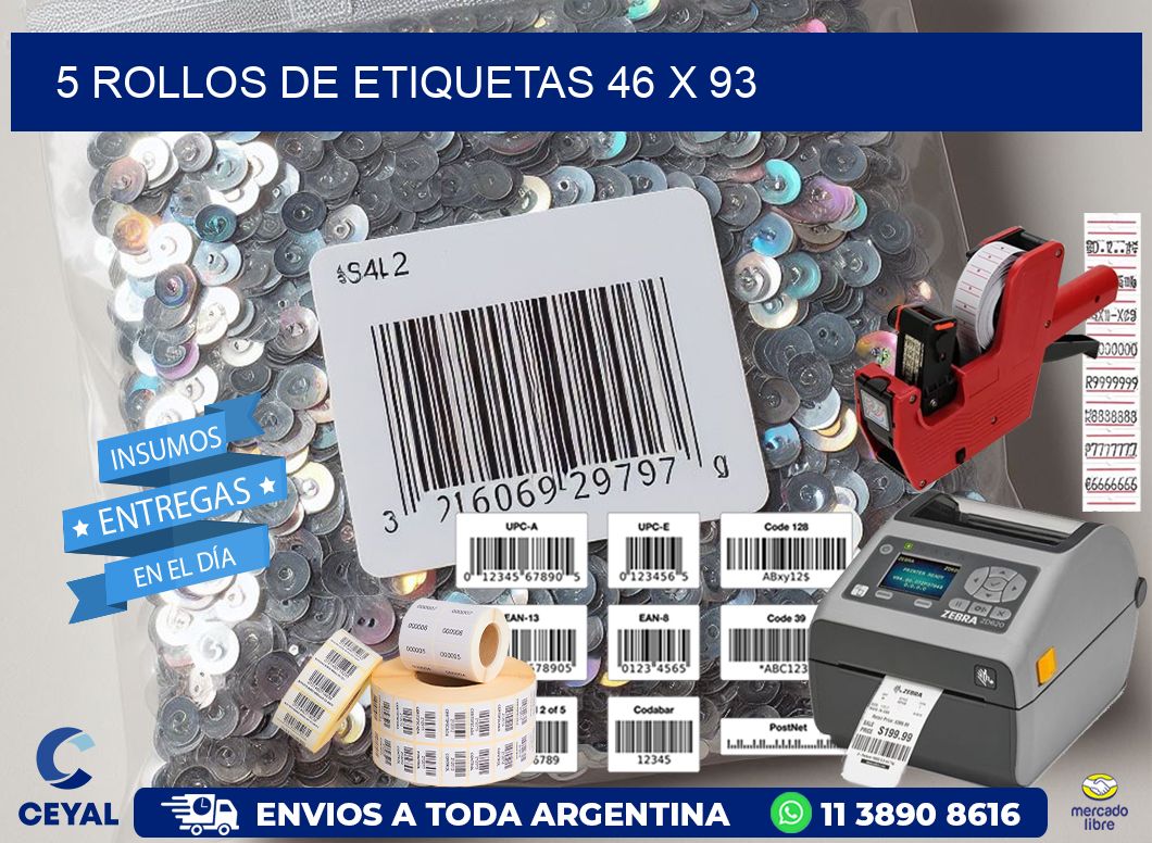5 ROLLOS DE ETIQUETAS 46 x 93