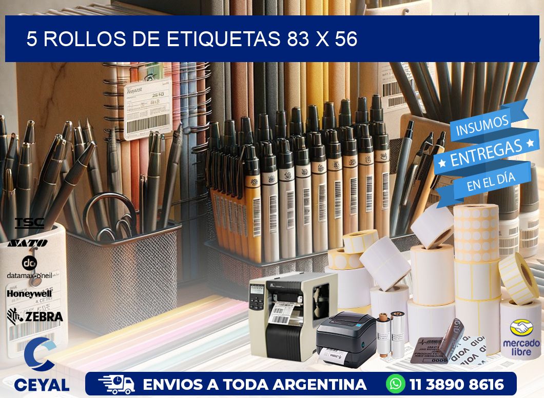 5 ROLLOS DE ETIQUETAS 83 x 56