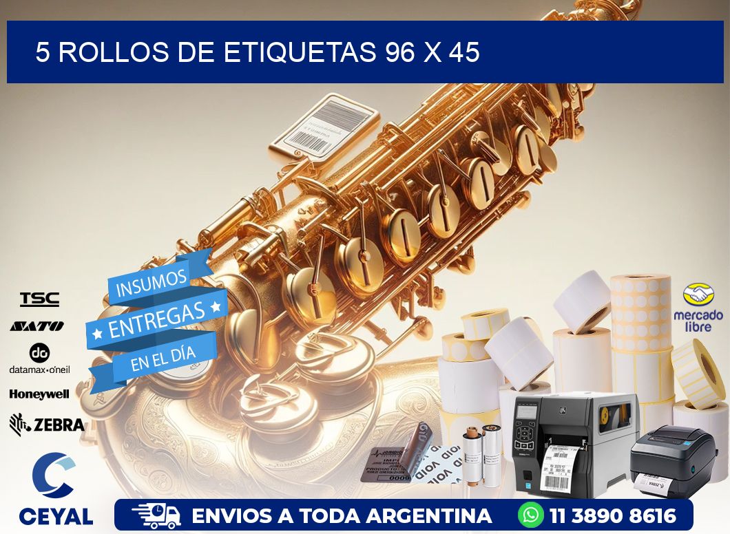 5 ROLLOS DE ETIQUETAS 96 x 45
