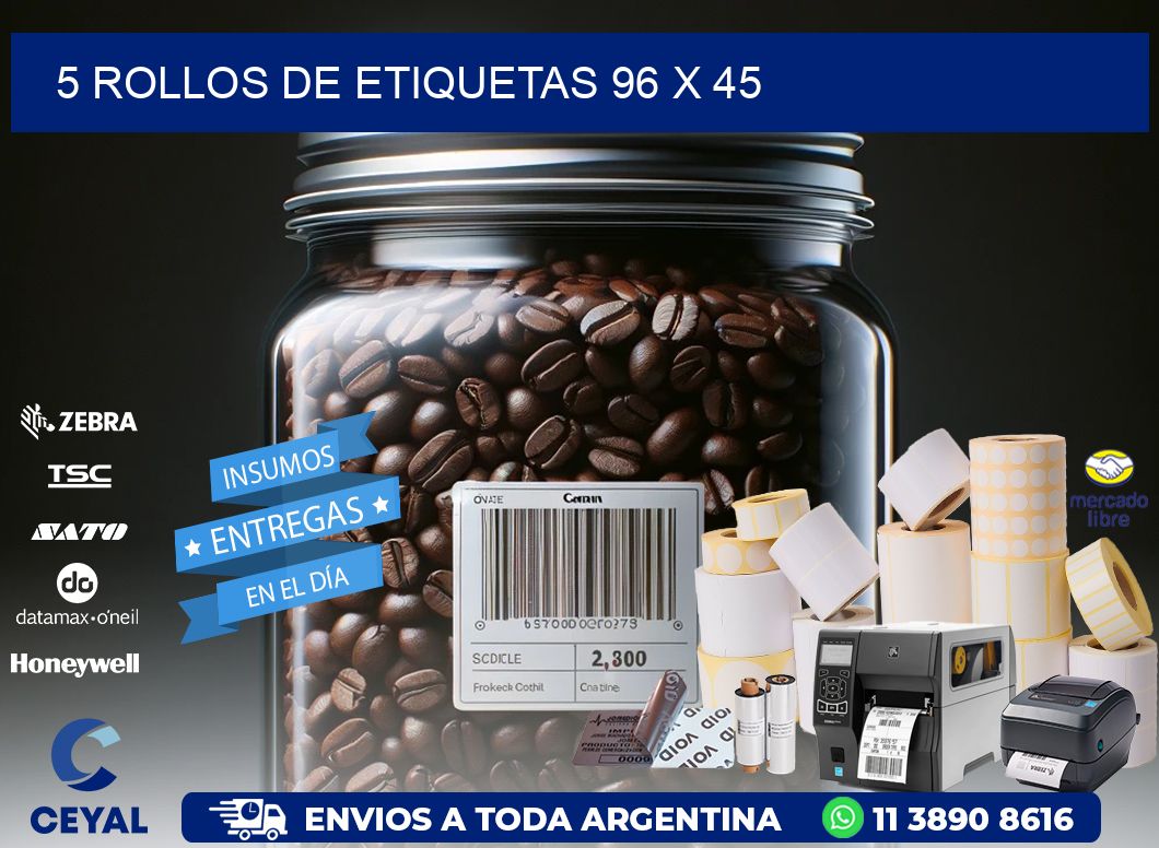 5 ROLLOS DE ETIQUETAS 96 x 45