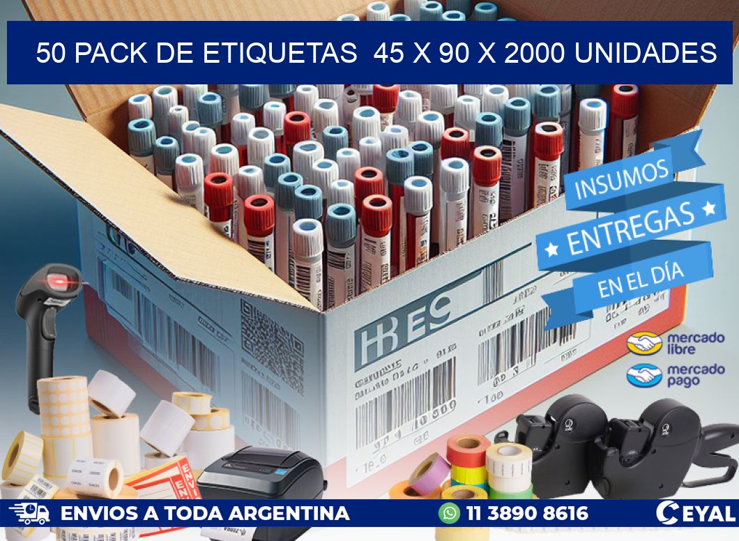 50 PACK DE ETIQUETAS  45 x 90 X 2000 UNIDADES