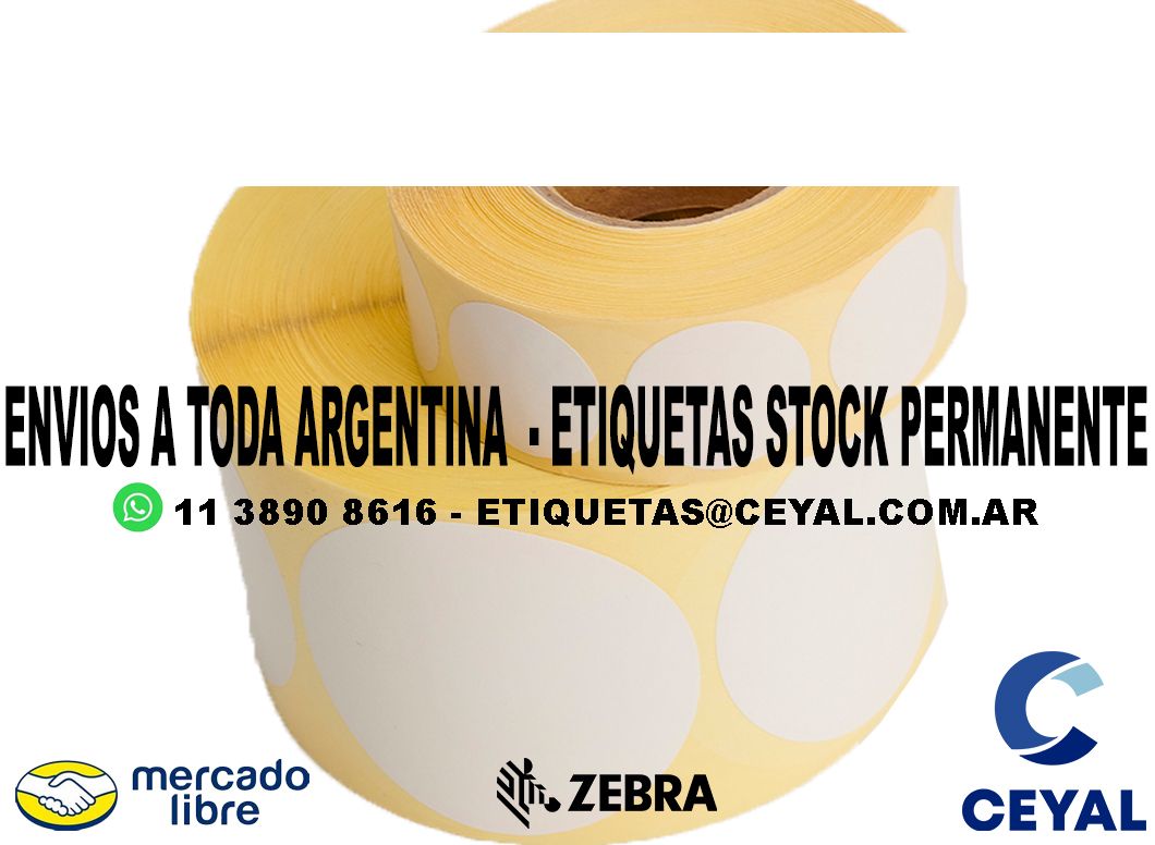 50 ROLLOS  ETIQUETAS ZEBRA 83 x 92 X 2000 UNIDADES