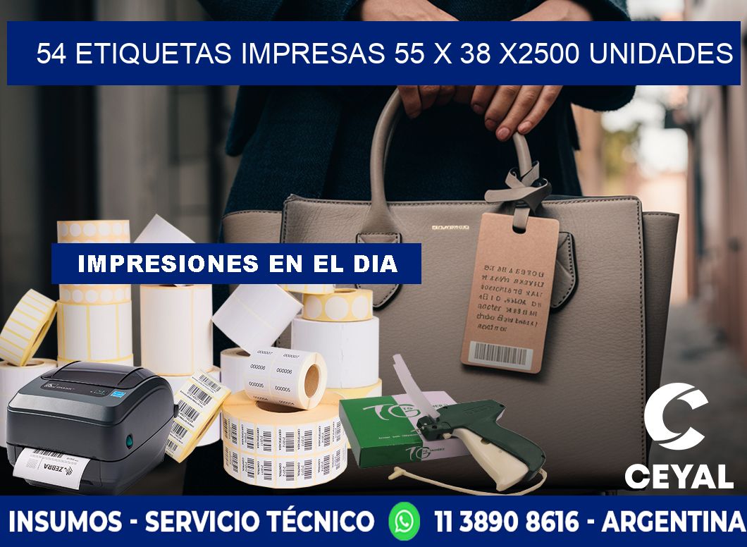 54 ETIQUETAS IMPRESAS 55 x 38 X2500 UNIDADES