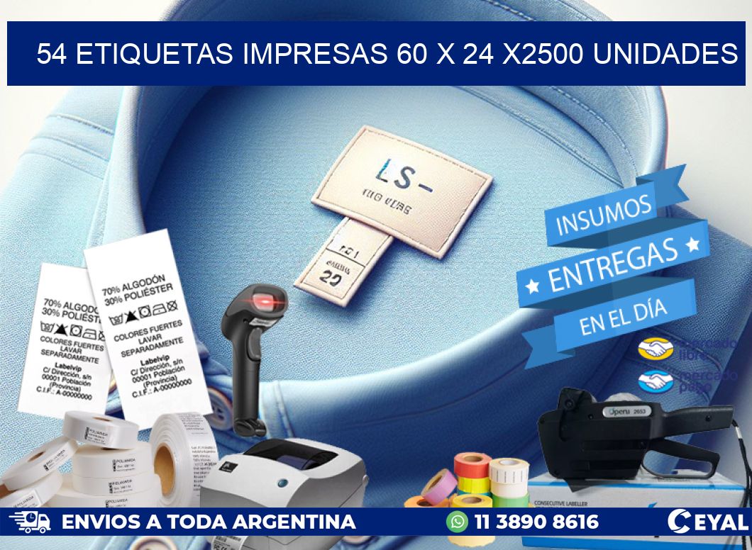 54 ETIQUETAS IMPRESAS 60 x 24 X2500 UNIDADES