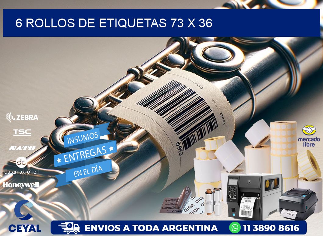 6 ROLLOS DE ETIQUETAS 73 x 36