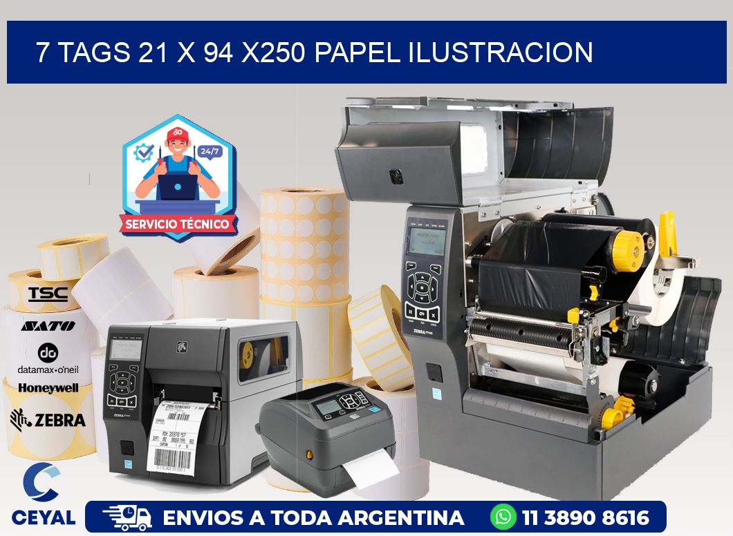 7 TAGS 21 x 94 X250 PAPEL ILUSTRACION