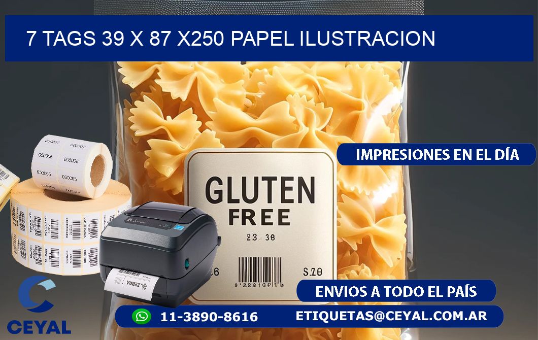 7 TAGS 39 x 87 X250 PAPEL ILUSTRACION