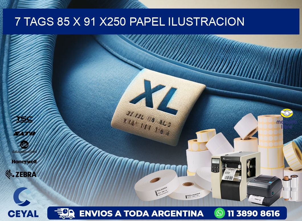 7 TAGS 85 x 91 X250 PAPEL ILUSTRACION