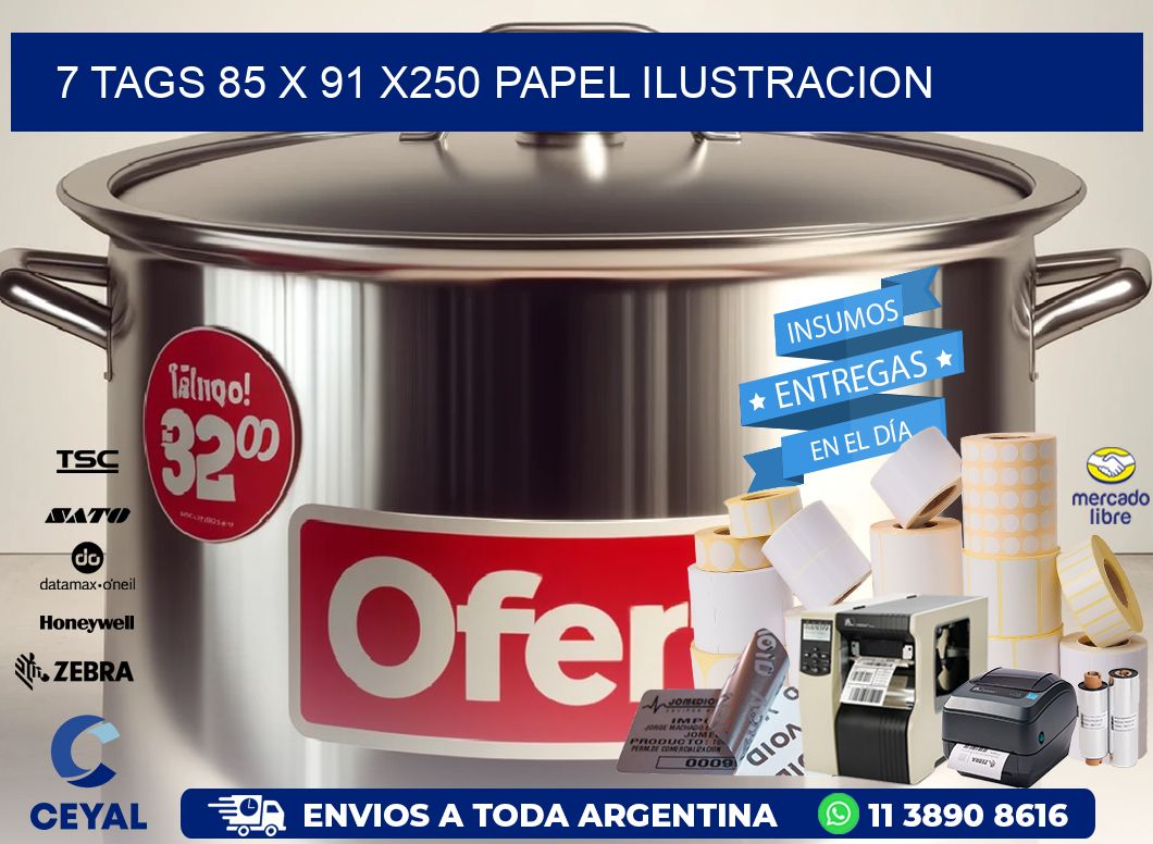 7 TAGS 85 x 91 X250 PAPEL ILUSTRACION