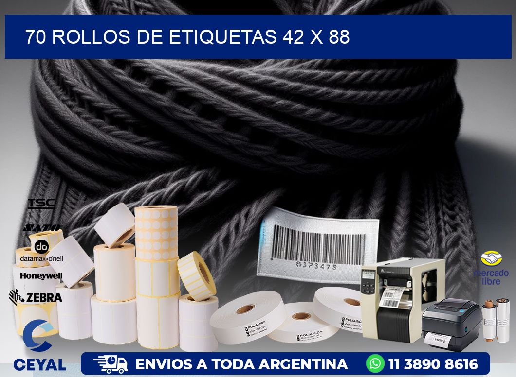 70 ROLLOS DE ETIQUETAS 42 x 88