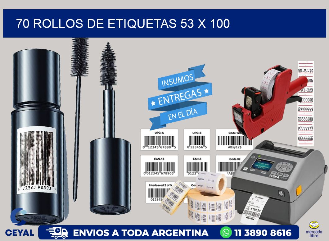 70 ROLLOS DE ETIQUETAS 53 x 100