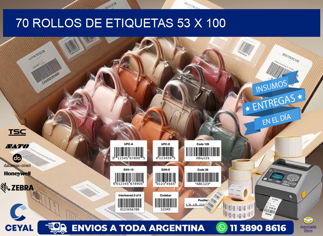 70 ROLLOS DE ETIQUETAS 53 x 100