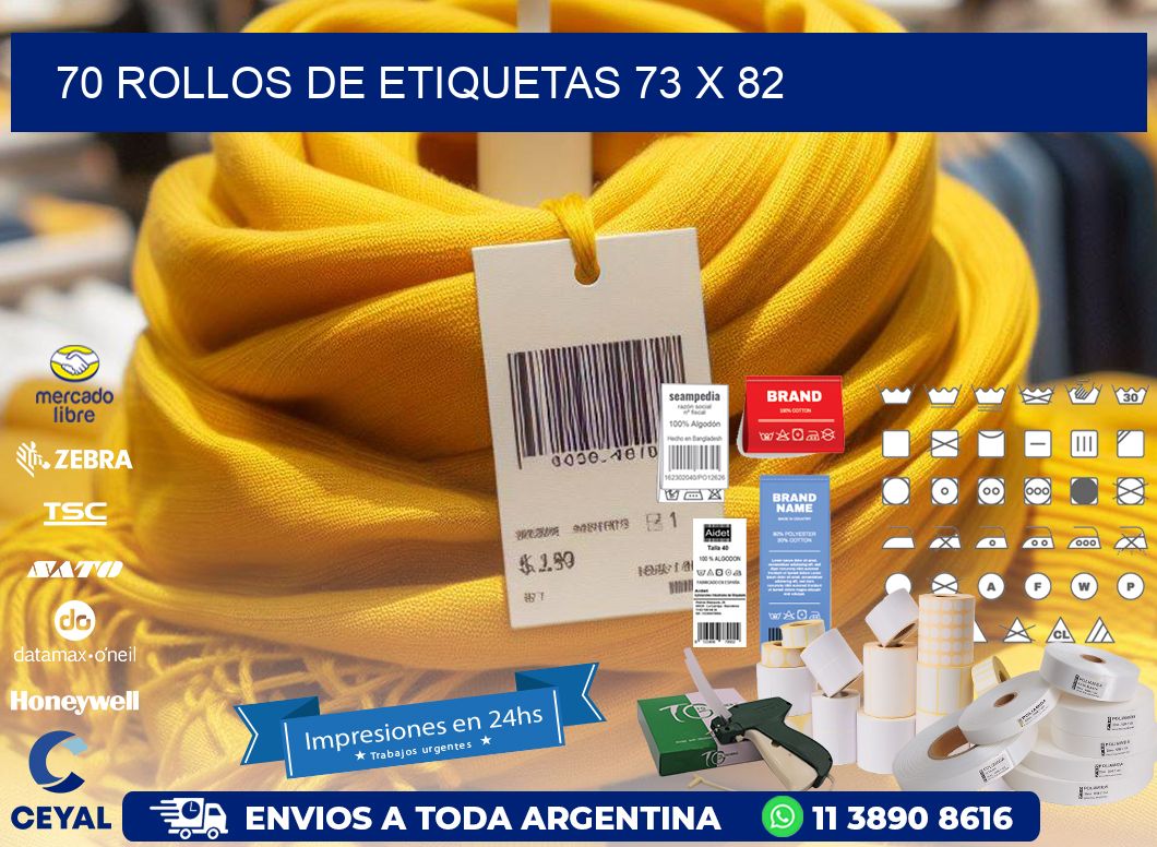 70 ROLLOS DE ETIQUETAS 73 x 82