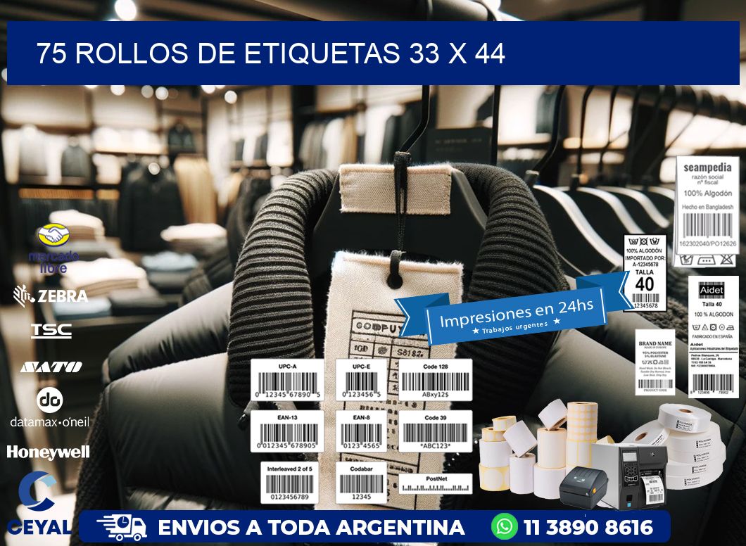 75 ROLLOS DE ETIQUETAS 33 x 44