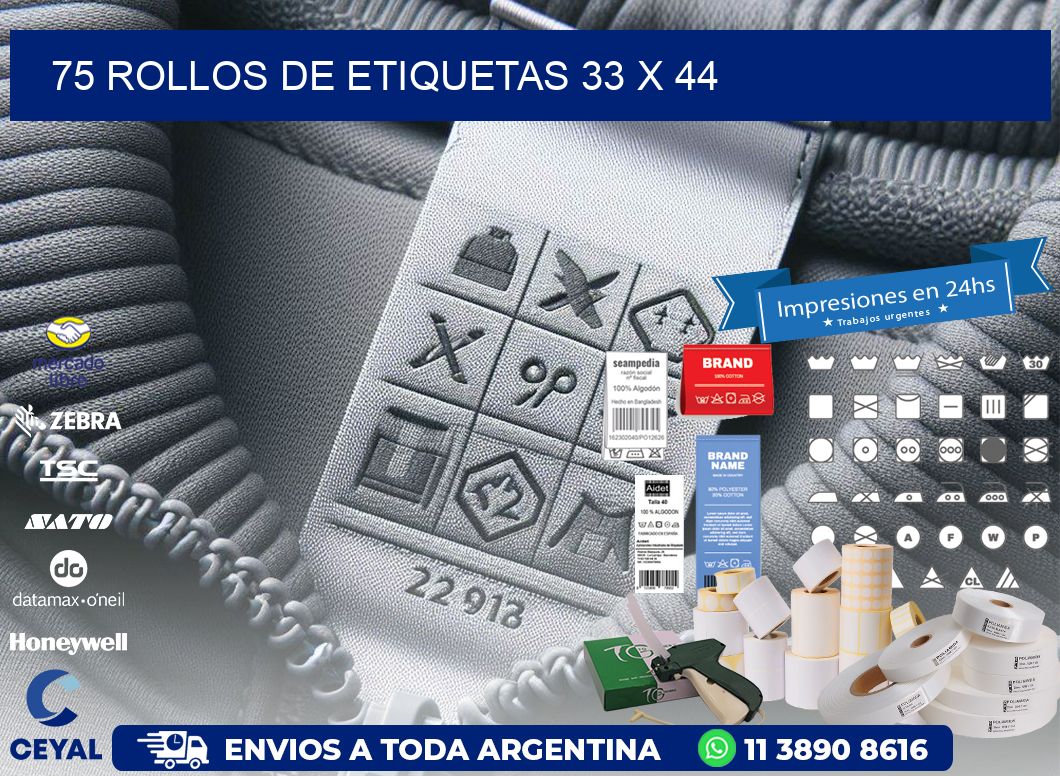 75 ROLLOS DE ETIQUETAS 33 x 44