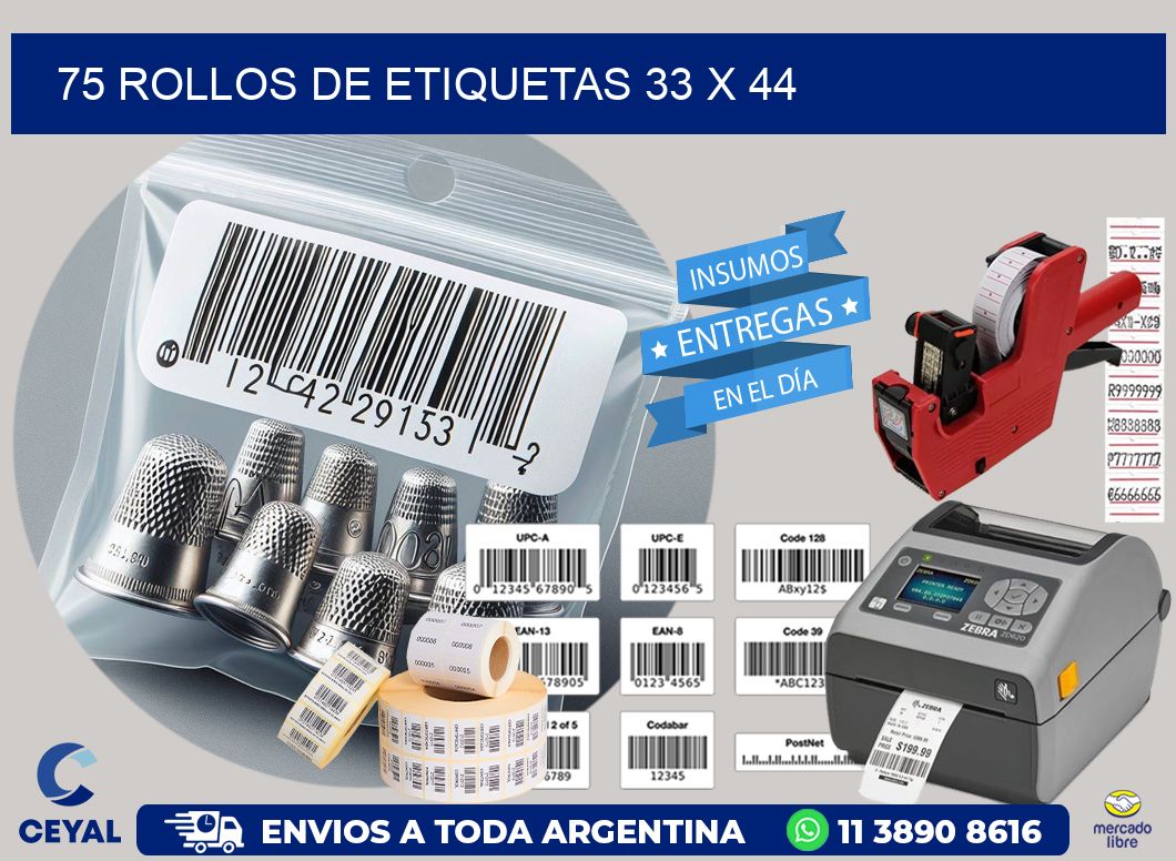 75 ROLLOS DE ETIQUETAS 33 x 44