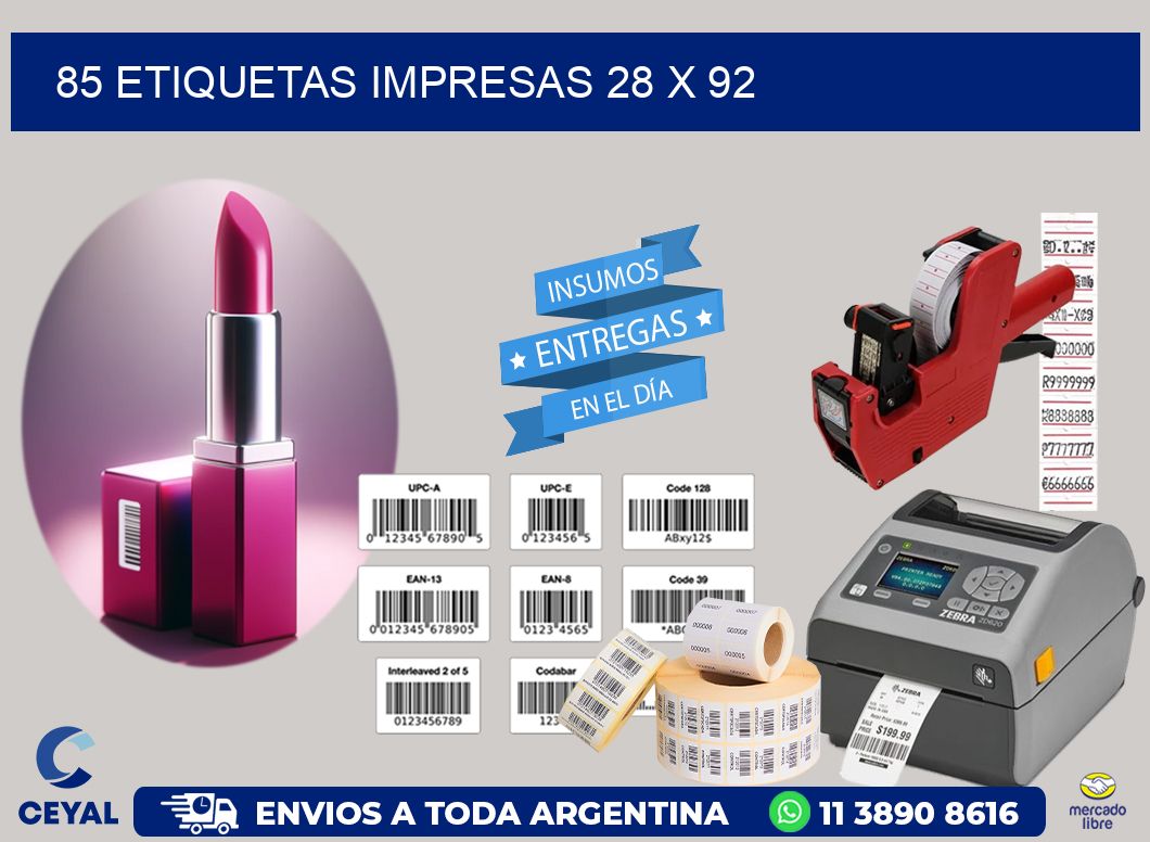 85 ETIQUETAS IMPRESAS 28 x 92