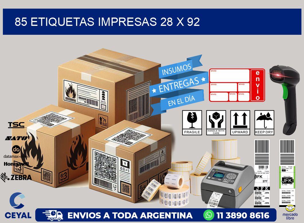 85 ETIQUETAS IMPRESAS 28 x 92
