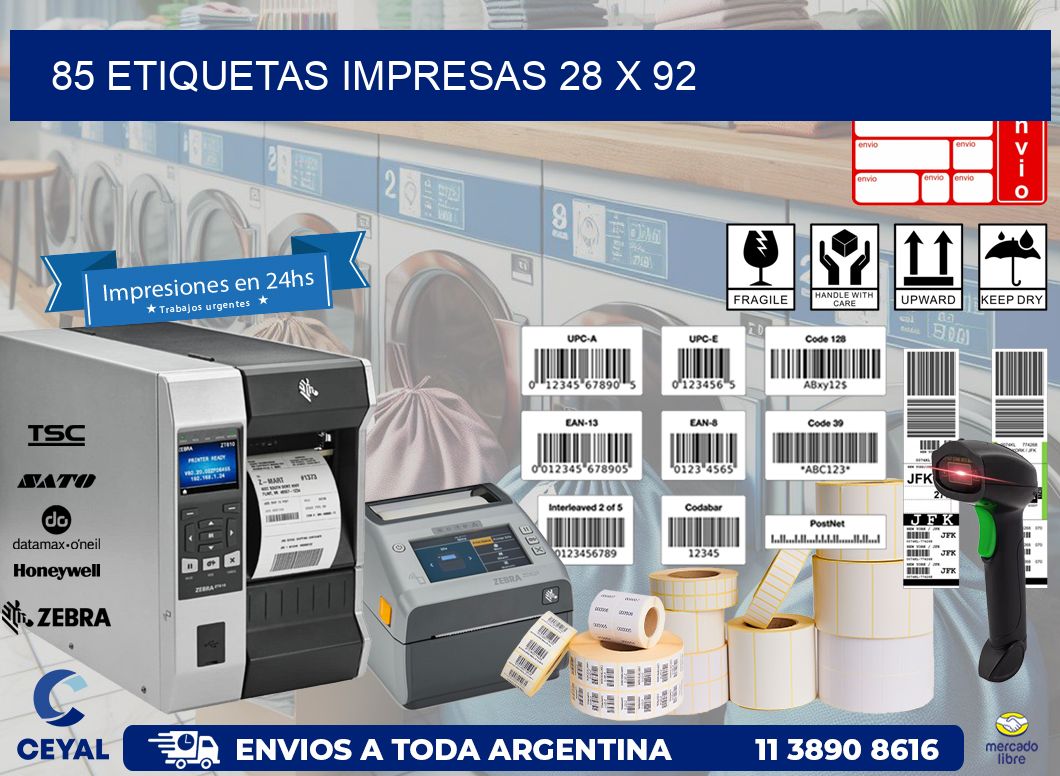 85 ETIQUETAS IMPRESAS 28 x 92
