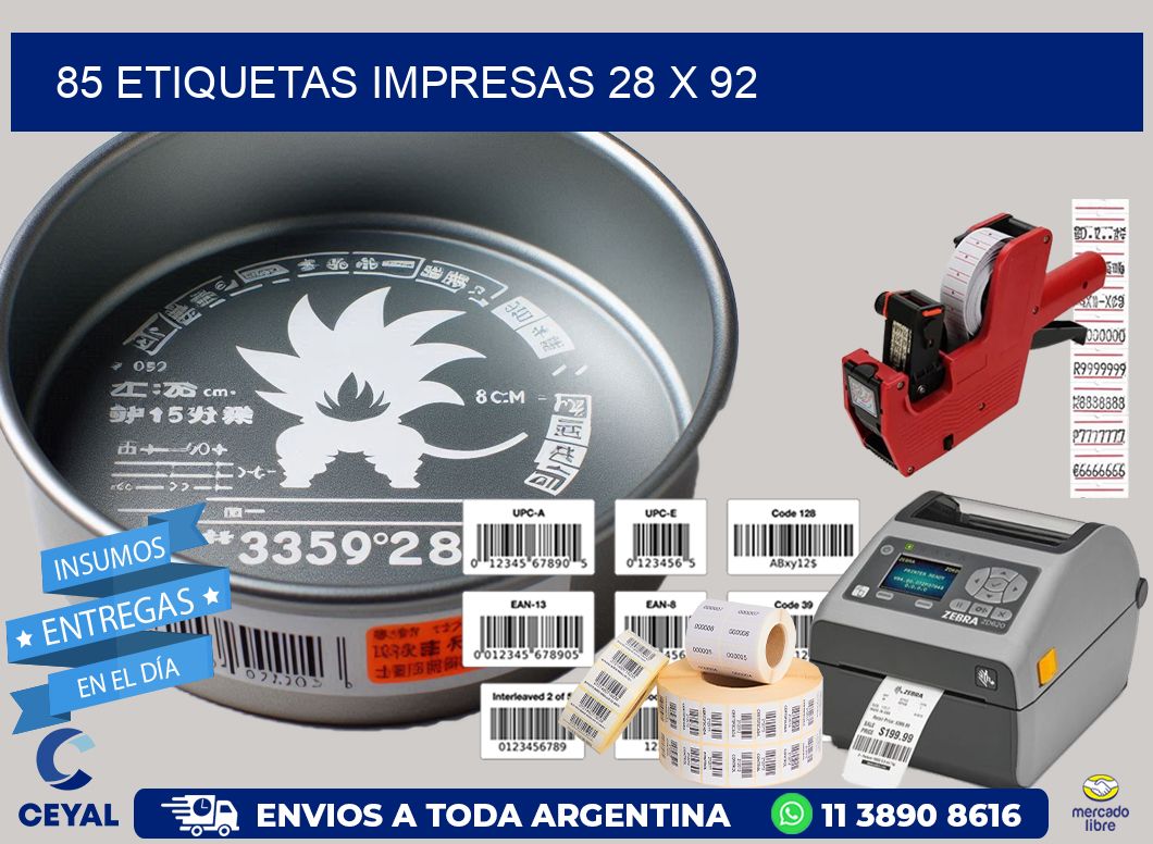85 ETIQUETAS IMPRESAS 28 x 92