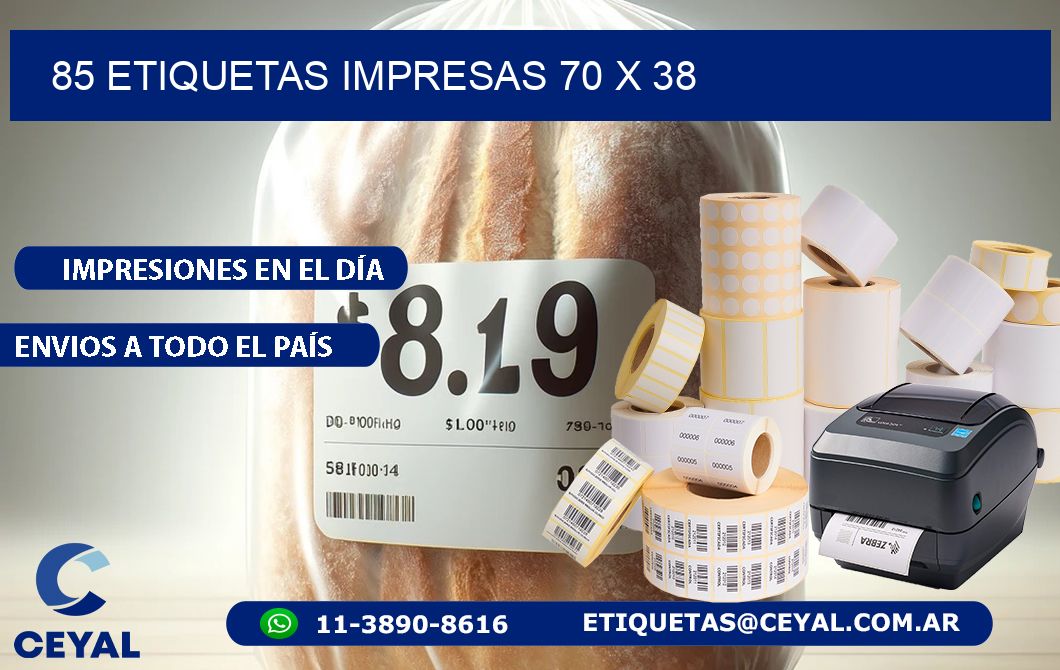 85 ETIQUETAS IMPRESAS 70 x 38