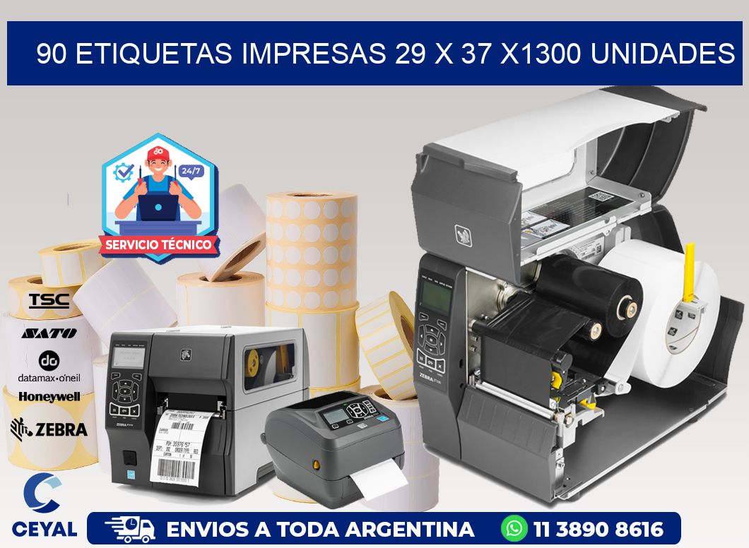 90 ETIQUETAS IMPRESAS 29 x 37 X1300 UNIDADES