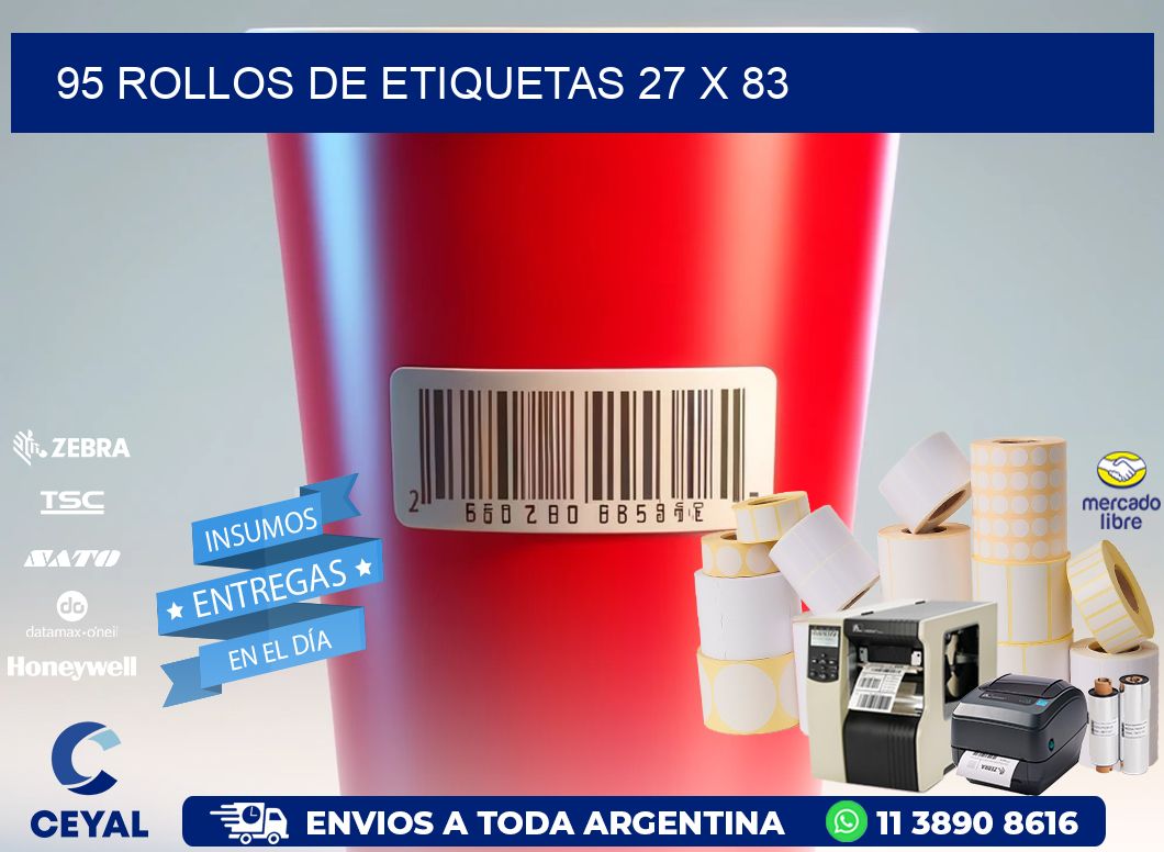 95 ROLLOS DE ETIQUETAS 27 x 83