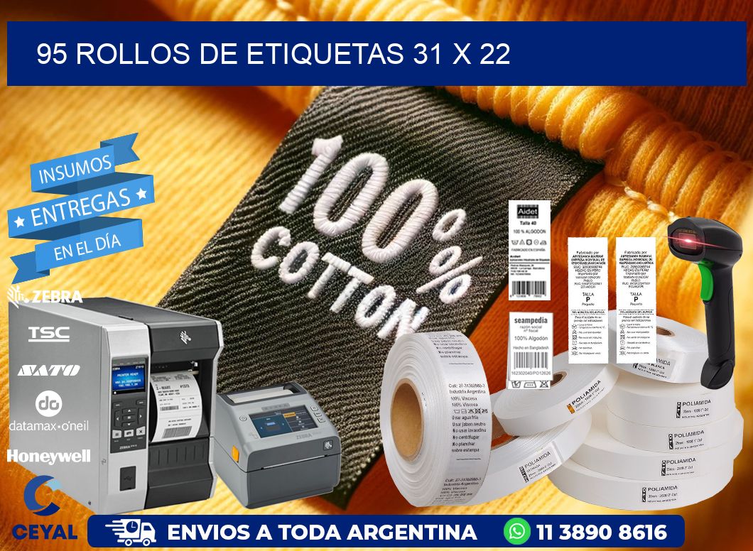 95 ROLLOS DE ETIQUETAS 31 x 22