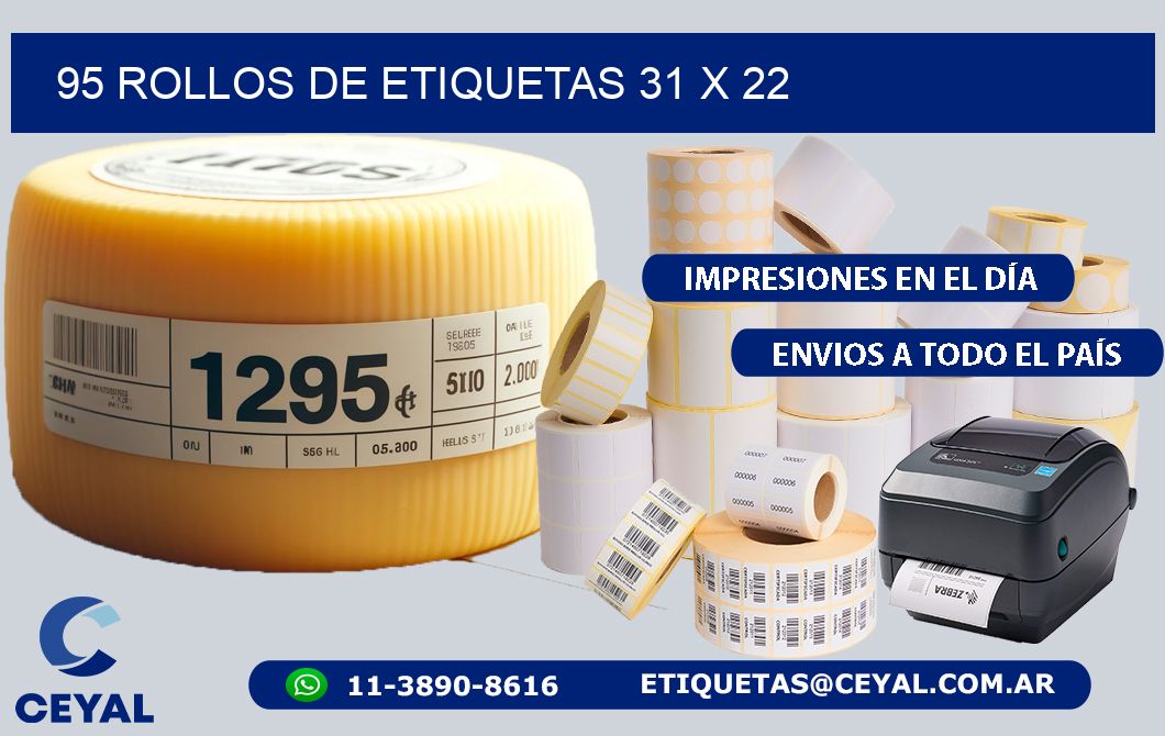 95 ROLLOS DE ETIQUETAS 31 x 22