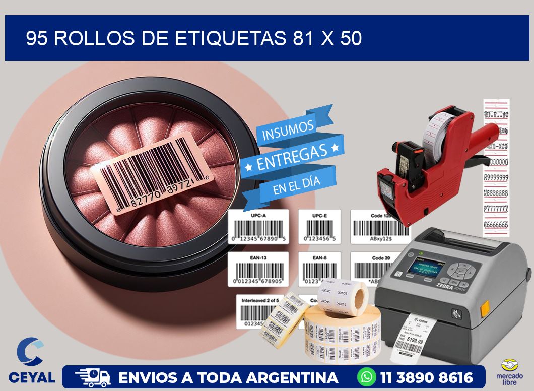 95 ROLLOS DE ETIQUETAS 81 x 50