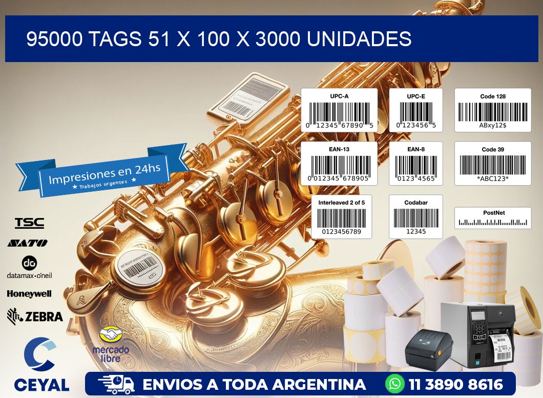 95000 TAGS 51 x 100 X 3000 UNIDADES