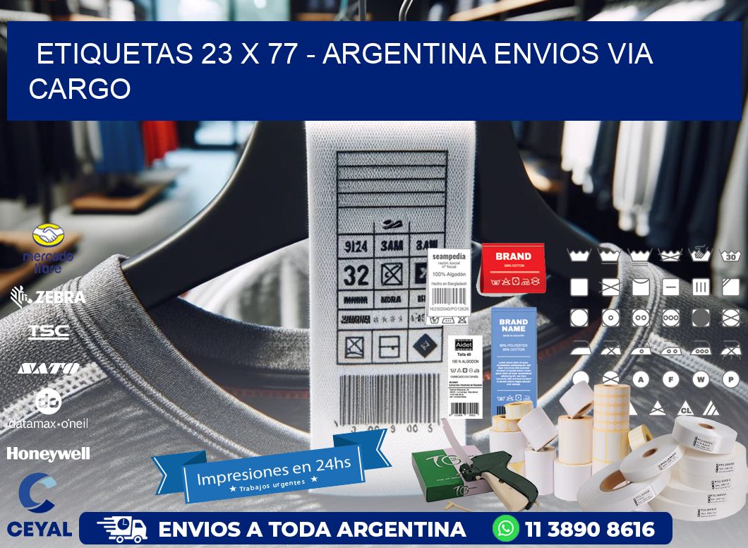 ETIQUETAS 23 x 77 - ARGENTINA ENVIOS VIA CARGO